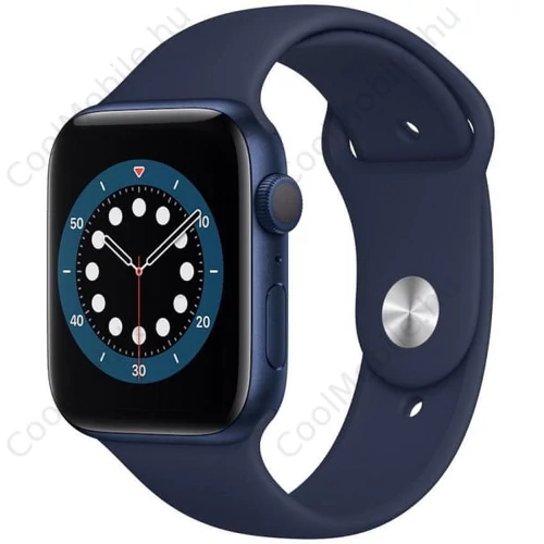 Apple Watch Series 6 GPS – 44 mm-es ezüstszínű alumíniumtok, fehér sportszíj