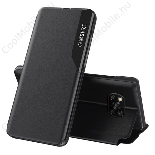 Apple Wooze FashionBook iPhone 16 Pro Max oldalra nyíló tok, stand, fekete