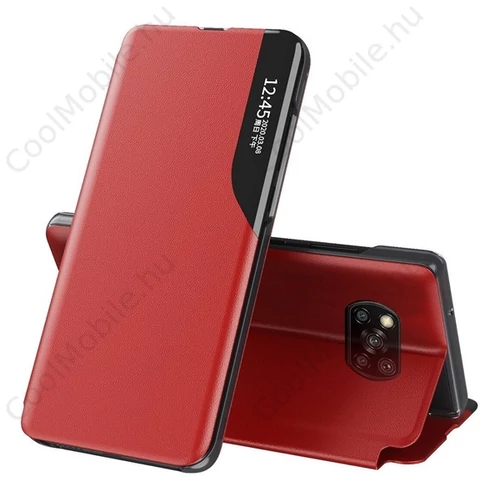 Apple Wooze FashionBook iPhone 16 oldalra nyíló tok, stand, piros