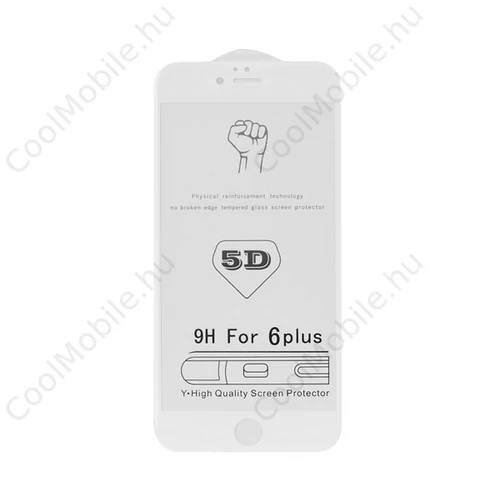 Apple iPhone 7 Plus/8 Plus, 5D Full Glue hajlított tempered glass kijelzővédő üvegfólia, fehér