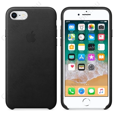 Apple iPhone 8/7 gyári bőr tok, fekete, MQH92ZM/A