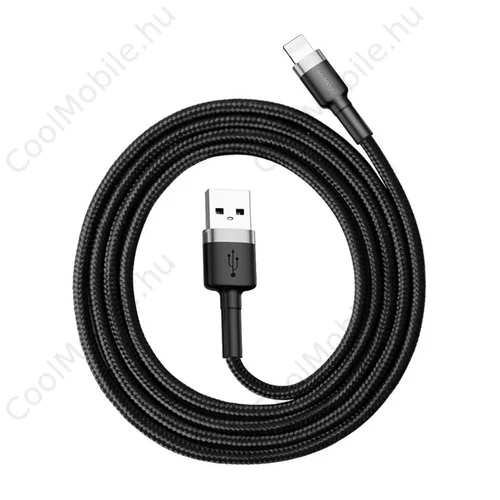 Baseus Cafule USB / Lightning töltő- és adatkábel, 2.4A, 1 m, szürke-fekete