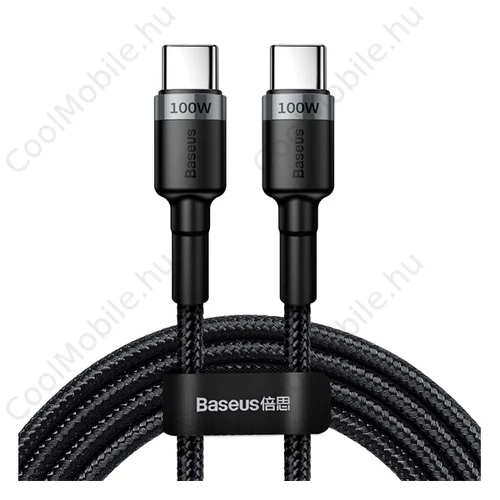 Baseus Cafule Type-C / Type-C töltő- és adatkábel, PD2.0, 2m, szürke/fekete