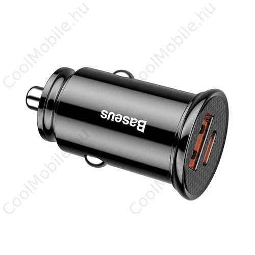 Baseus Circular autós szivargyújtó gyorstöltő, Type-C + USB, 30W, fekete