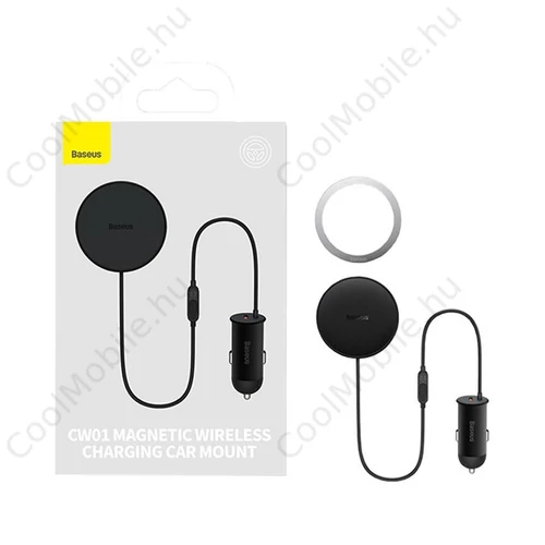 Baseus Magsafe autós tartó, szellőzőrácsba, USB+wireless gyorstöltő, fekete, 15W + 25W