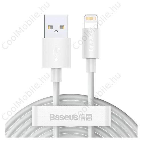 Baseus Simple Wisdom Lightning adat/töltőkábel, 2,4A, 1,5m, Fehér (2db)