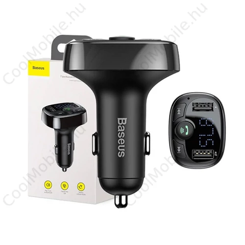 Baseus T típusú Bluetooth 2xUSB microSD FM adó, fekete