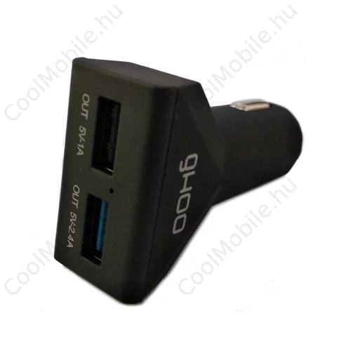 Ghoo autós gyorstöltő adapter 2USB,  5V/3,4A,  QC3.0, fekete
