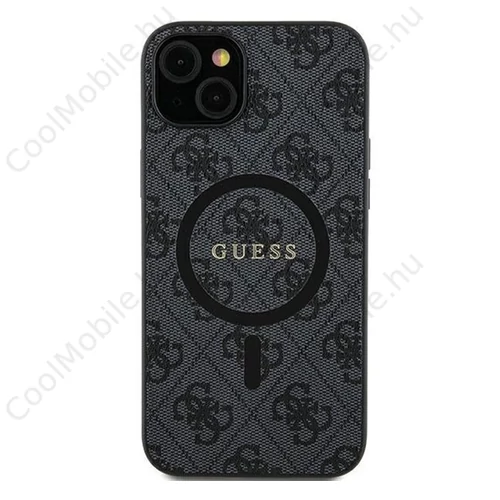 Guess 4G Collection Leather Metal Logo Samsung Galaxy S24 Ultra mágneses tok, fekete