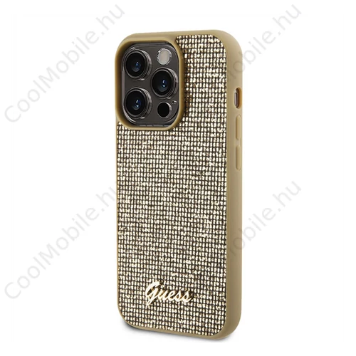Guess Disco Metal Script Apple iPhone 15 Pro hátlap tok, arany