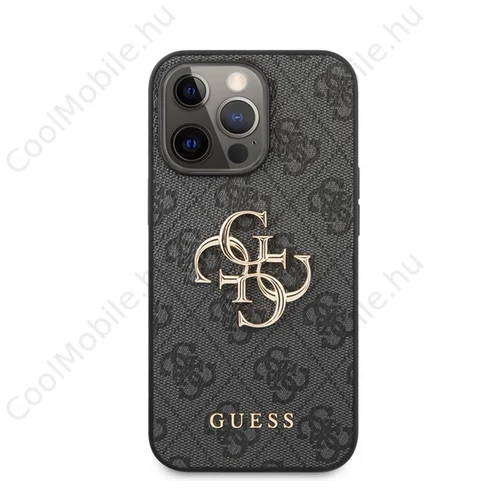 Guess PU 4G Metal Logo Apple iPhone 13 Pro Max hátlap tok, szürke