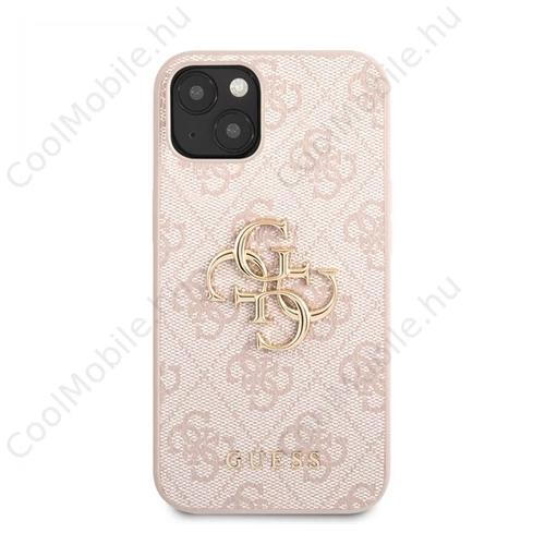 Guess PU 4G Metal Logo Apple iPhone 13 hátlap tok, rózsaszín