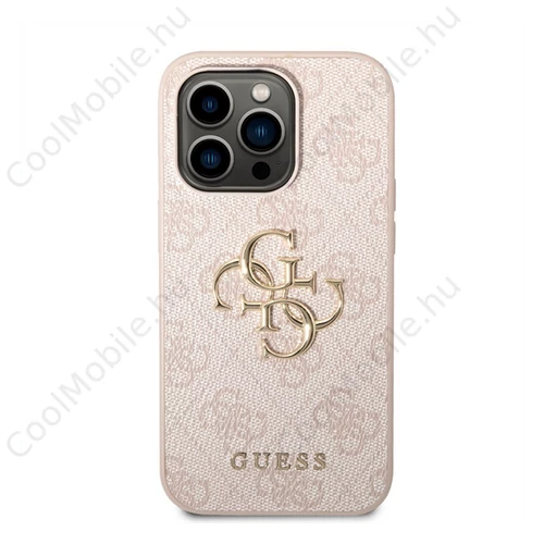 Guess PU 4G Metal Logo Apple iPhone 14 Pro hátlap tok, rózsaszín