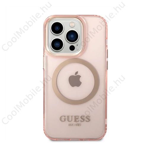 Guess Translucent MagSafe Apple iPhone 14 Pro hátlap tok, rózsaszín