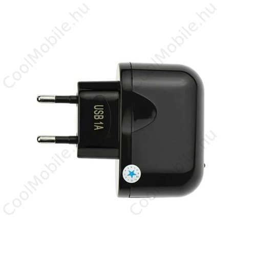 Hálózati töltő konverter, USB kimenetre, 5V/1A, fekete
