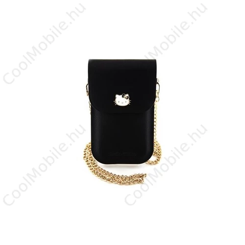 Hello Kitty PU Metal Logo Leather Wallet telefontartó táska, fekete