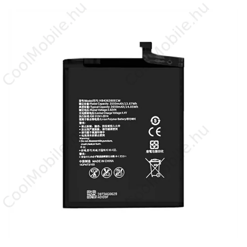 Huawei HB436380ECW (Huawei P30) kompatibilis akkumulátor 3650 mAh, OEM jellegű