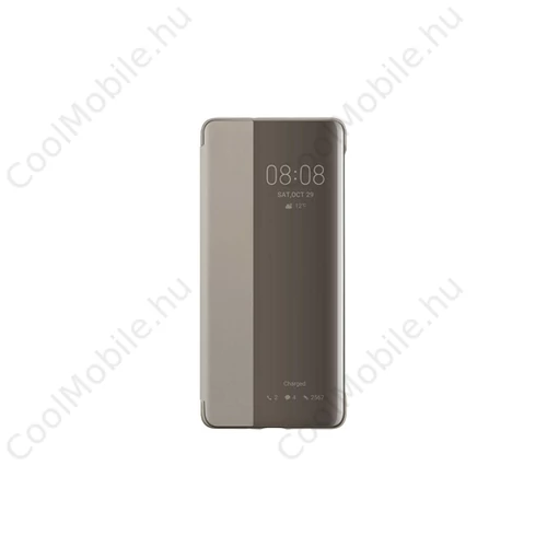 Huawei P30 Pro Smart View Cover, gyári flip tok, barna
