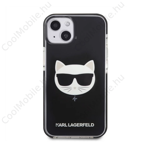 Karl Lagerfeld Choupette Head TPE szilikon hátlap tok Apple iPhone 13, fekete
