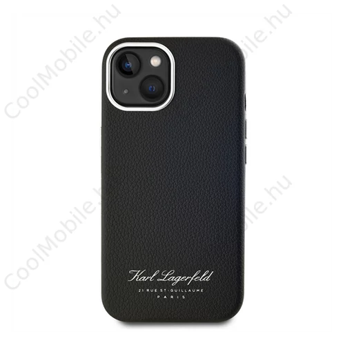 Karl Lagerfeld Grained PU Hotel RSG iPhone 15 hátlap tok, fekete