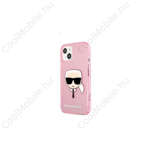 Karl Lagerfeld Head Full Glitter szilikon hátlap tok Apple iPhone 13 mini, rószaszín