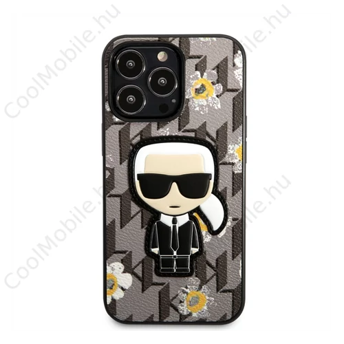 Karl Lagerfeld Ikonik Flower hátlap tok Apple iPhone 13 Pro, szürke