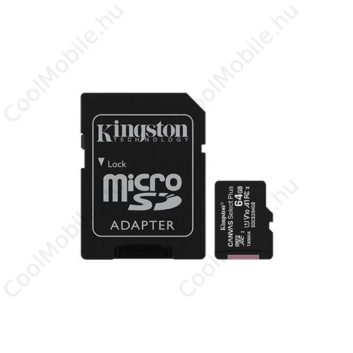 Kingston Canvas Select Plus microSDXC 64GB (Class 10), UHS-I memóriakártya adapterrel (SDCS2/64GB)