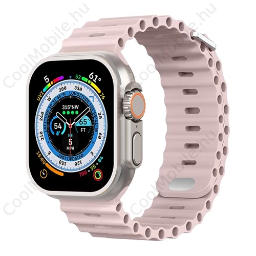 Phoner River Apple Watch 49/45/44/42 mm szilikon szíj, rózsaszín