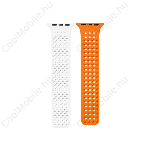 Phoner Spike Apple Watch szilikon szíj, 38/40/41mm, fehér/narancs