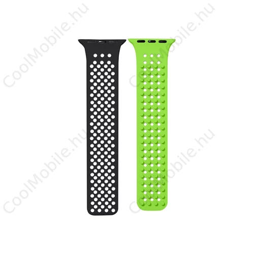 Phoner Spike Apple Watch szilikon szíj, 38/40/41mm, fekete/élénk zöld