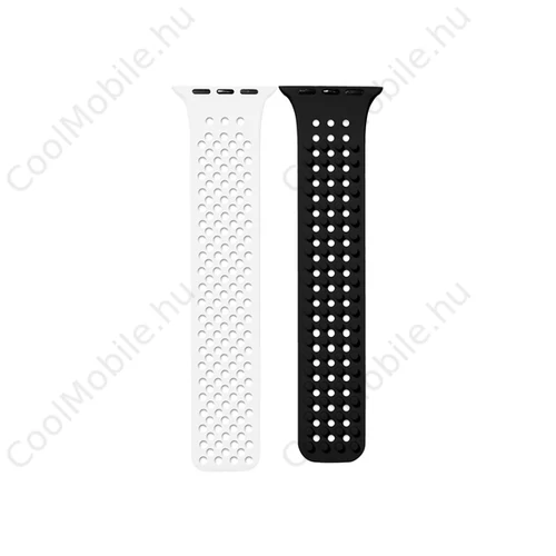 Phoner Spike Apple Watch szilikon szíj, 49/45/44/42mm, fehér/fekete