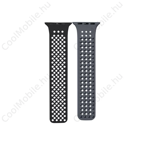 Phoner Spike Apple Watch szilikon szíj, 49/45/44/42mm, fekete/szürke