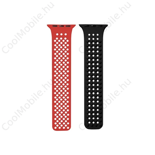 Phoner Spike Apple Watch szilikon szíj, 49/45/44/42mm, piros/fekete