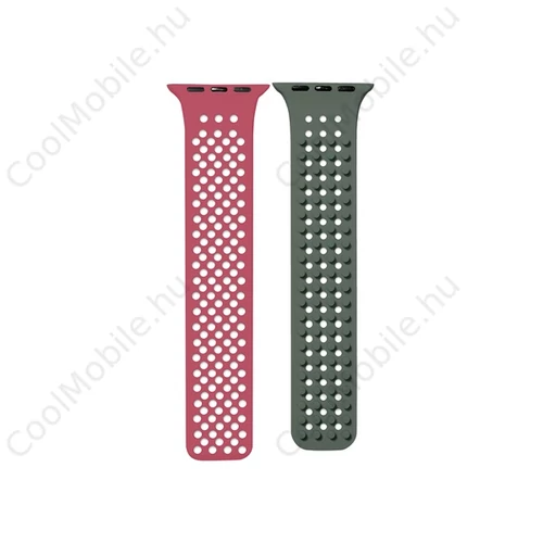 Phoner Spike Apple Watch szilikon szíj, 49/45/44/42mm, rószaszín/zöld