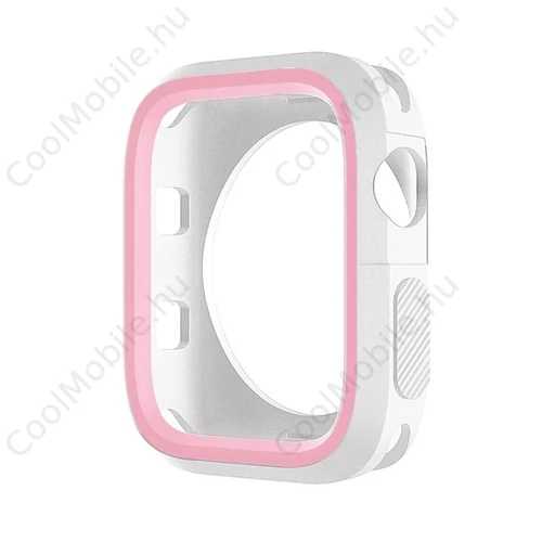 Phoner Twin Apple Watch szilikon tok, 41mm, fehér/rózsazsín