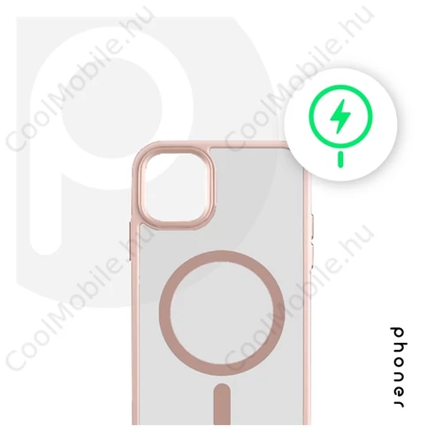 Phoner Apple iPhone 14 Pro Hybrid Mag MagSafe kemény hátlap tok, halvány barack