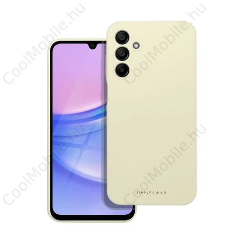 Roar Samsung Galaxy A15 4G / A15 5G prémium szilikon tok velúr béléssel, világossárga