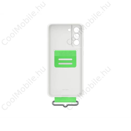 Samsung Galaxy S21 FE Silicone Cover with Strap, gyári szilikon tok szíjjal, fehér, EF-GG990TW