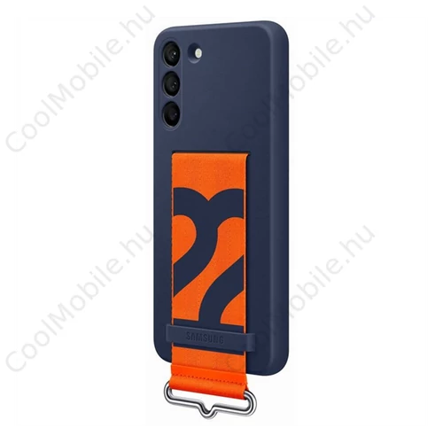 Samsung Galaxy S22+ Silicone Cover with Strap, gyári szilikon tok szíjjal, sötétkék, EF-GS906TN