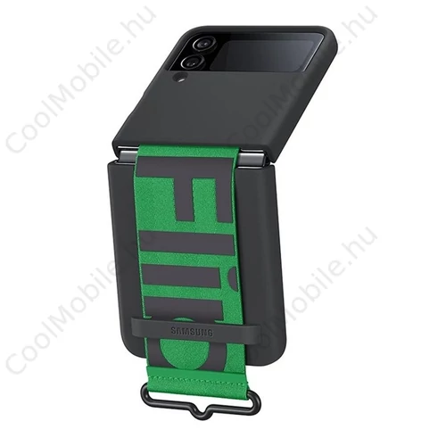 Samsung Galaxy Z Flip4 Silicone Cover with Strap, gyári szilikon tok szíjjal, fekete, EF-GF721TB