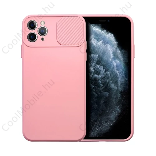 Slide Apple iPhone 11 Pro Max, kameravédős szilikon tok, rózsaszín