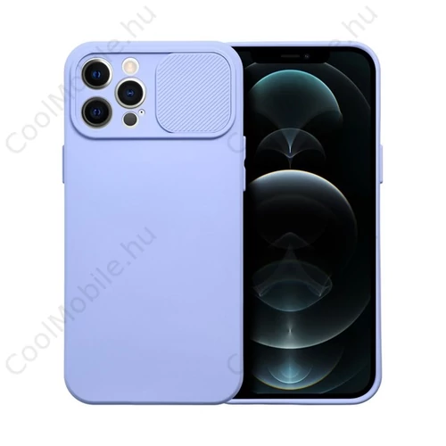 Slide Apple iPhone 12 Pro Max, kameravédős szilikon tok, levendula