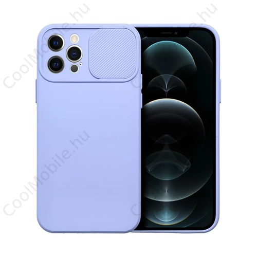 Slide Apple iPhone 12 Pro, kameravédős szilikon tok, levendula