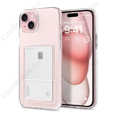 Spigen Crystal Slot Apple iPhone 15 tok, Crystal Clear, átlátszó
