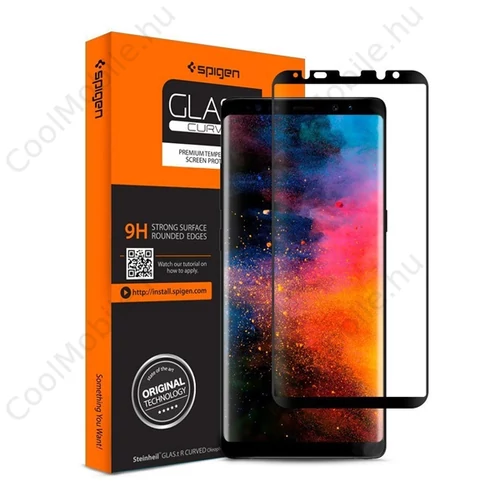 Spigen "Glas.tR Curved" Samsung Galaxy Note 8 Tempered Glass hajlított kijelzővédő fólia, fekete