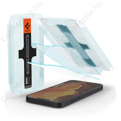 Spigen "Glas.tR SLIM EZ Fit" Apple iPhone 13 mini tempered kijelzővédő fólia felhelyező kerettel (2db)