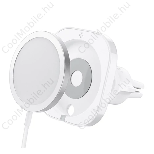 Spigen MagFit mágneses autós tartó MagSafe töltő kompatibilis, szellőzőrácsba, fehér
