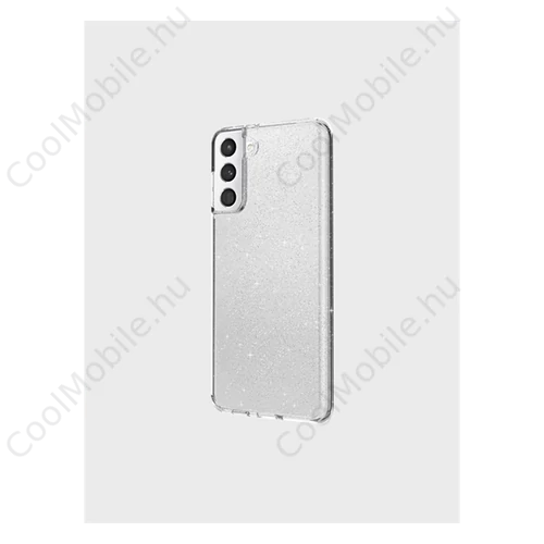 Uniq Lifepro Tinsel Samsung Galaxy S21+, csillámos szilikon tok, átlátszó