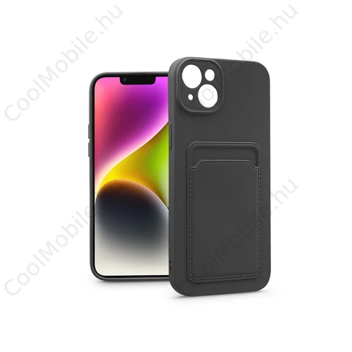 Haffner Card Case kártyatartós szilikon tok - Apple iPhone 14 - fekete