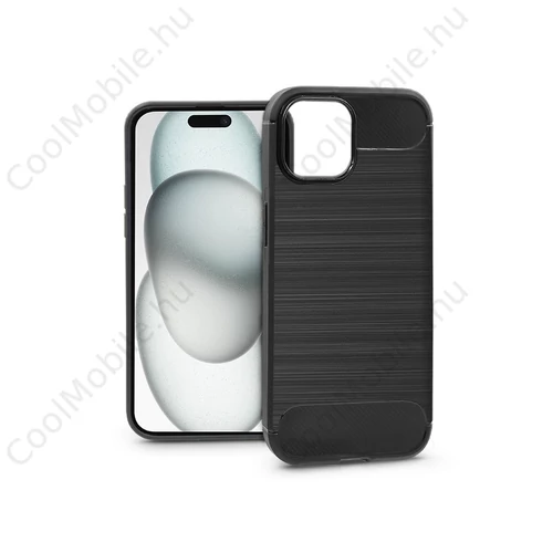 Haffner Carbon szilikon tok - Apple iPhone 15 Plus - fekete